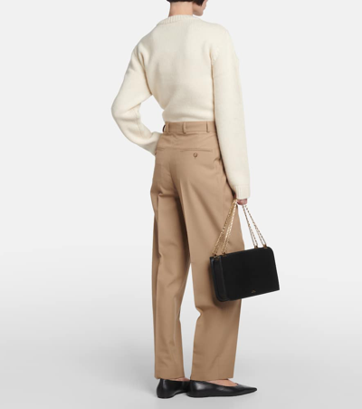 Shop Totême Pleated Straight Pants In Beige