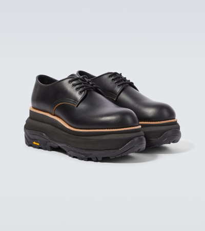 Shop Sacai Leather Platform Derby Shoes In Black