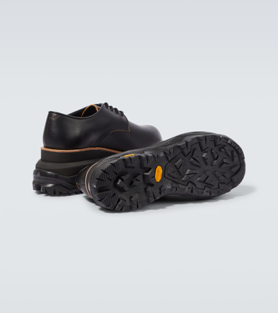 Shop Sacai Leather Platform Derby Shoes In Black