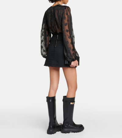 Dolce & Gabbana Wool-blend Tweed Miniskirt In Black