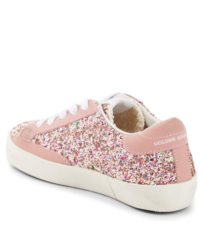 Shop Golden Goose Super-star Glitter And Leather Sneakers In Pink