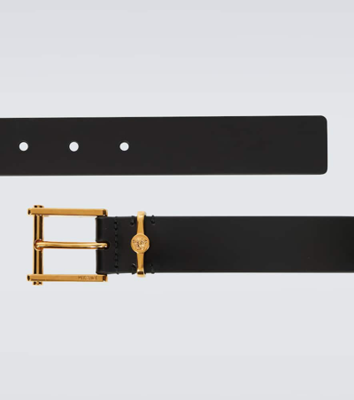 Shop Versace Column Leather Belt In Black