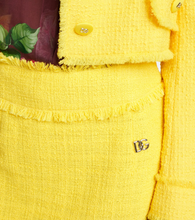 Shop Dolce & Gabbana Tweed Miniskirt In Yellow