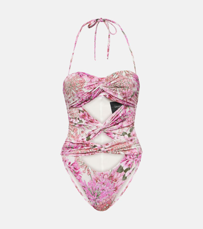 Shop Giambattista Valli Saint-rémy Cutout Floral Swimsuit In Pink