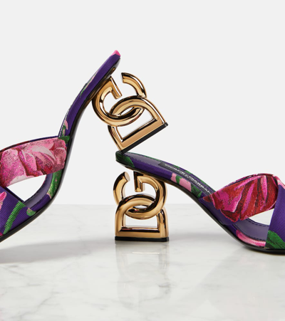 Shop Dolce & Gabbana Floral Jacquard Mules In Multicoloured