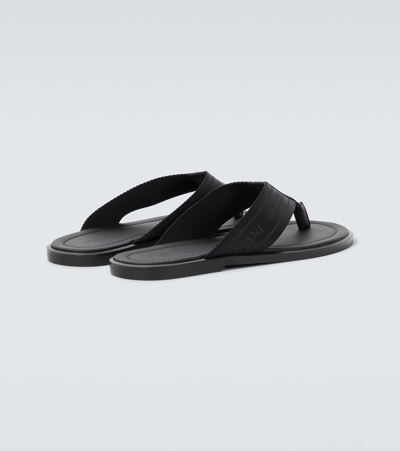 Shop Giorgio Armani Leather-trimmed Sandals In Black