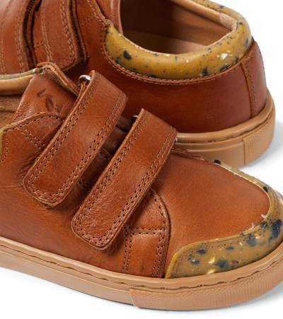Petit Nord Low Leather Sneakers In Brown