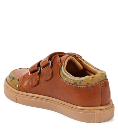 Shop Petit Nord Low Leather Sneakers In Brown