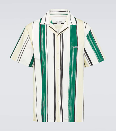 Shop Lanvin Striped Cotton Bowling Shirt In Multicoloured