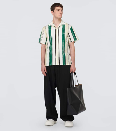 Shop Lanvin Striped Cotton Bowling Shirt In Multicoloured