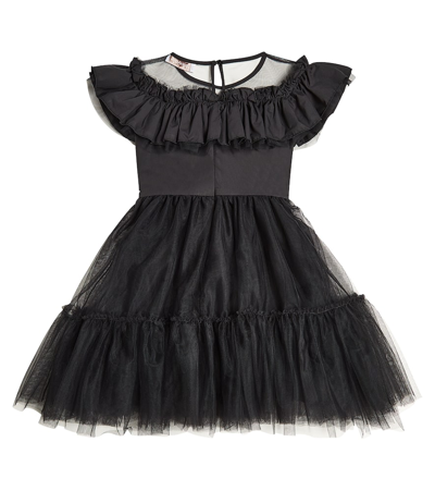 Shop Monnalisa Abito Con Gala Tulle Dress In Black