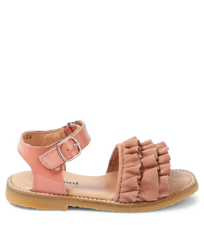 Shop Petit Nord Ruffles Leather Sandals In Multicoloured