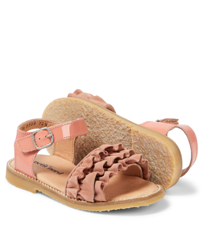Petit Nord Ruffles Leather Sandals In Multicoloured