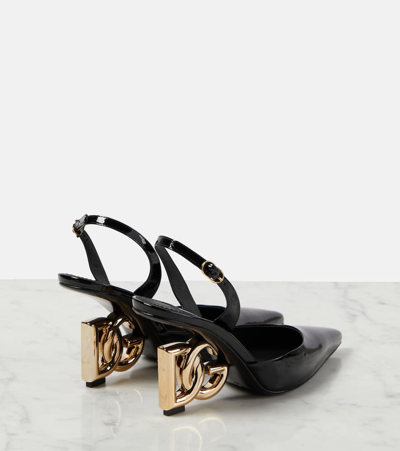 Shop Dolce & Gabbana Lollo Patent Leather Slingback Pumps In Black