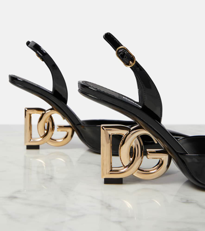 Dolce & Gabbana Lollo Patent Leather Slingback Pumps In Black