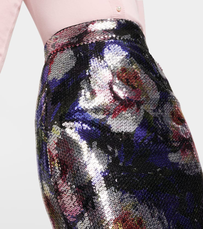 Shop Dolce & Gabbana Sequined Floral Midi Skirt In Multicoloured