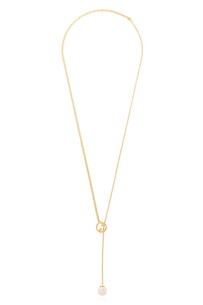 Shop Gucci Blondie Embellished Drop Necklace In Gold
