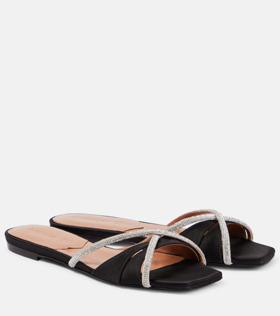 Shop D’accori Lust Embellished Satin Slides In Black