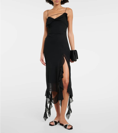 D’accori Lust Embellished Satin Slides In Black