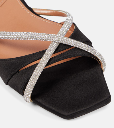 D’accori Lust Embellished Satin Slides In Black