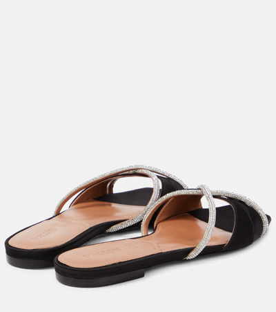 D’accori Lust Embellished Satin Slides In Black