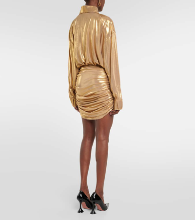 Shop Norma Kamali Shirt Minidress In Gold