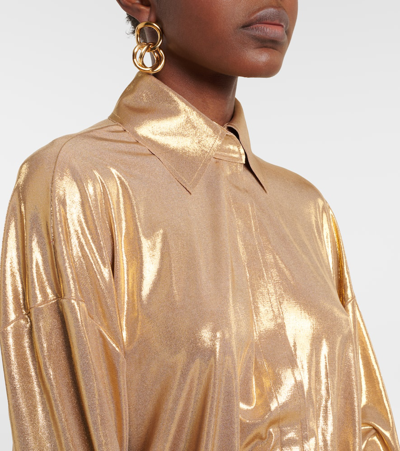 Shop Norma Kamali Shirt Minidress In Gold