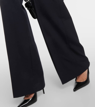 Shop Nili Lotan Johan Virgin Wool Wide-leg Pants In Blue