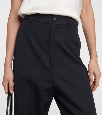 Shop Nili Lotan Johan Virgin Wool Wide-leg Pants In Blue