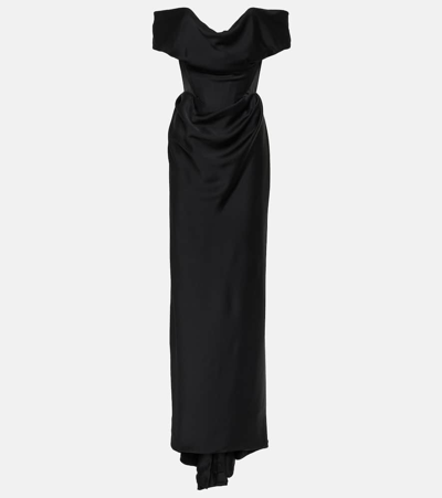 Shop Vivienne Westwood Nova Cocotte Crêpe Satin Gown In Black