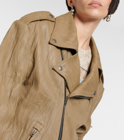 Shop Acne Studios Linor Oversized Belted Leather Jacket In Brown