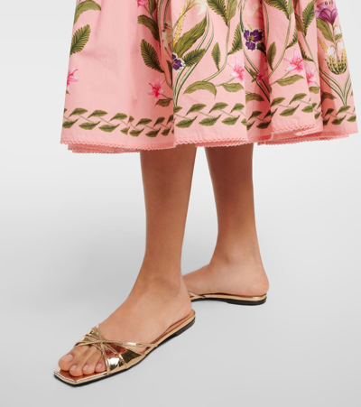 D’accori 'lust' Gold-colored Flat Sandals With Criss-cross Straps In Gold