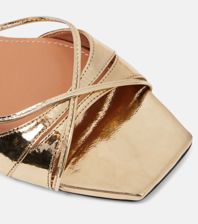 Shop D’accori Lust Metallic Leather Slides In Gold