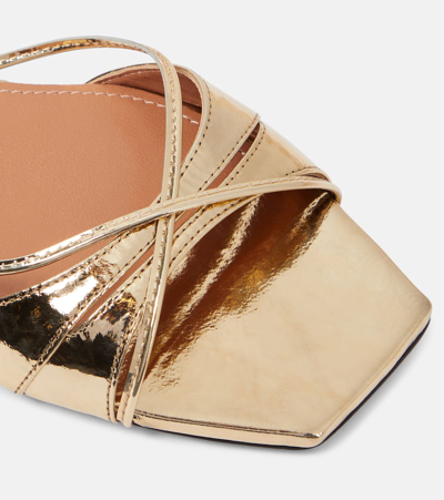 D’accori 'lust' Gold-colored Flat Sandals With Criss-cross Straps In Gold