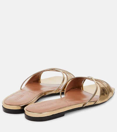 Shop D’accori Lust Metallic Leather Slides In Gold