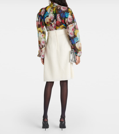 Dolce & Gabbana Front-slit Tweed Midi Skirt In Beige