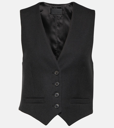 Shop Nili Lotan Ismael Pinstriped Wool Vest In Black