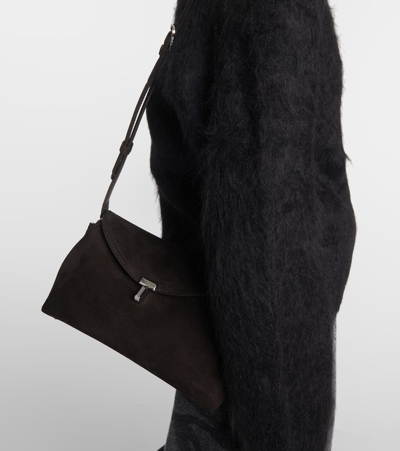 Totême T-lock Suede Clutch In Brown