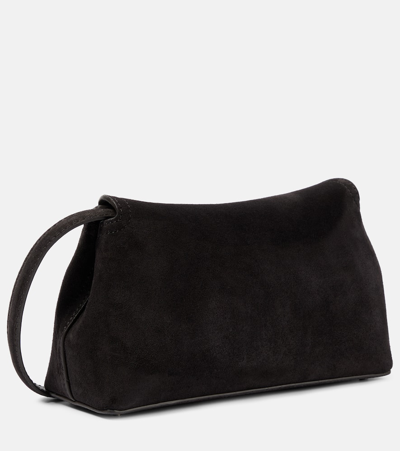 Shop Totême T-lock Suede Clutch In Brown