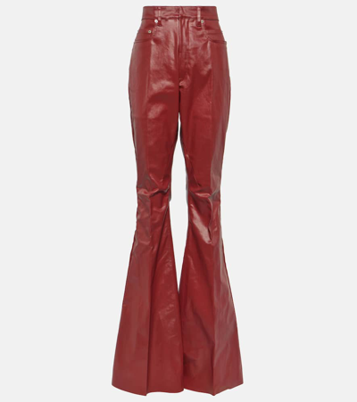 Shop Rick Owens Bolan High-rise Coated Denim Jeans In Red