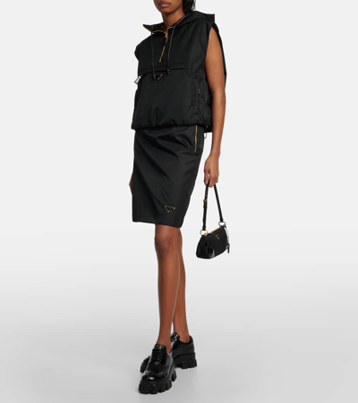 Prada Re-nylon Pencil Skirt In Black