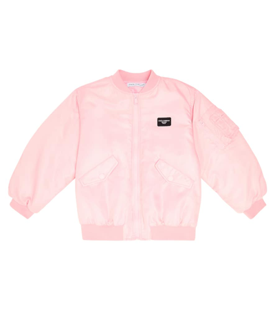 Dolce & Gabbana Logo Bomber Jacket In Pink