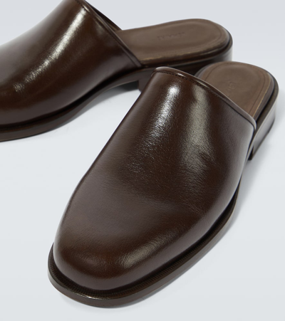 Shop Lemaire Leather Slippers In Brown