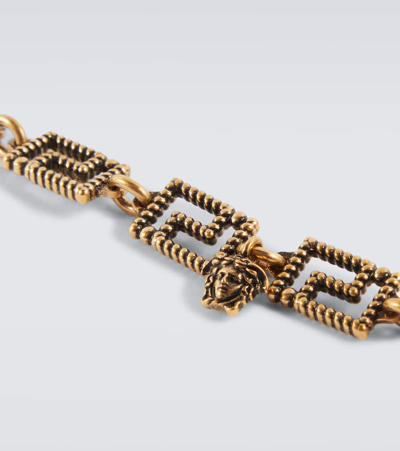 Shop Versace Greca Necklace In Gold