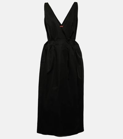 Shop Altuzarra Anouk V-neck Cotton-blend Midi Dress In Black
