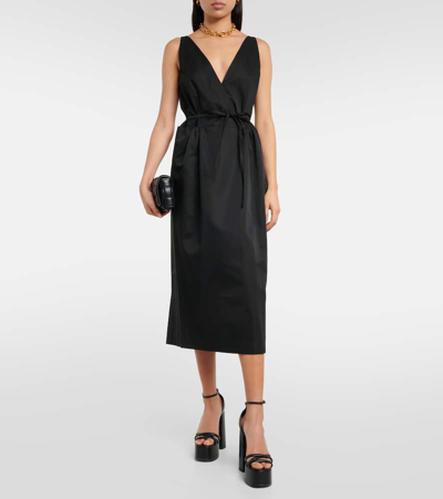 Shop Altuzarra Anouk V-neck Cotton-blend Midi Dress In Black