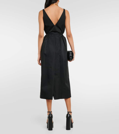 Shop Altuzarra Anouk V-neck Cotton-blend Midi Dress In Black