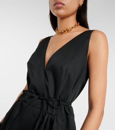 Shop Altuzarra Anouk V-neck Cotton-blend Midi Dress In Black