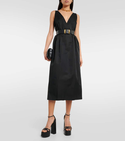 Shop Altuzarra Anouk V-neck Cotton-blend Midi Dress In Black