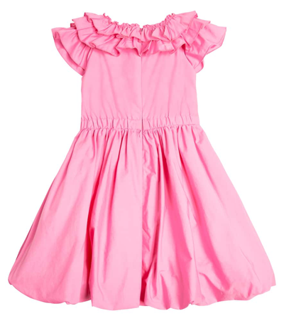 Monnalisa Ruffle-trimmed Cotton Dress In Pink